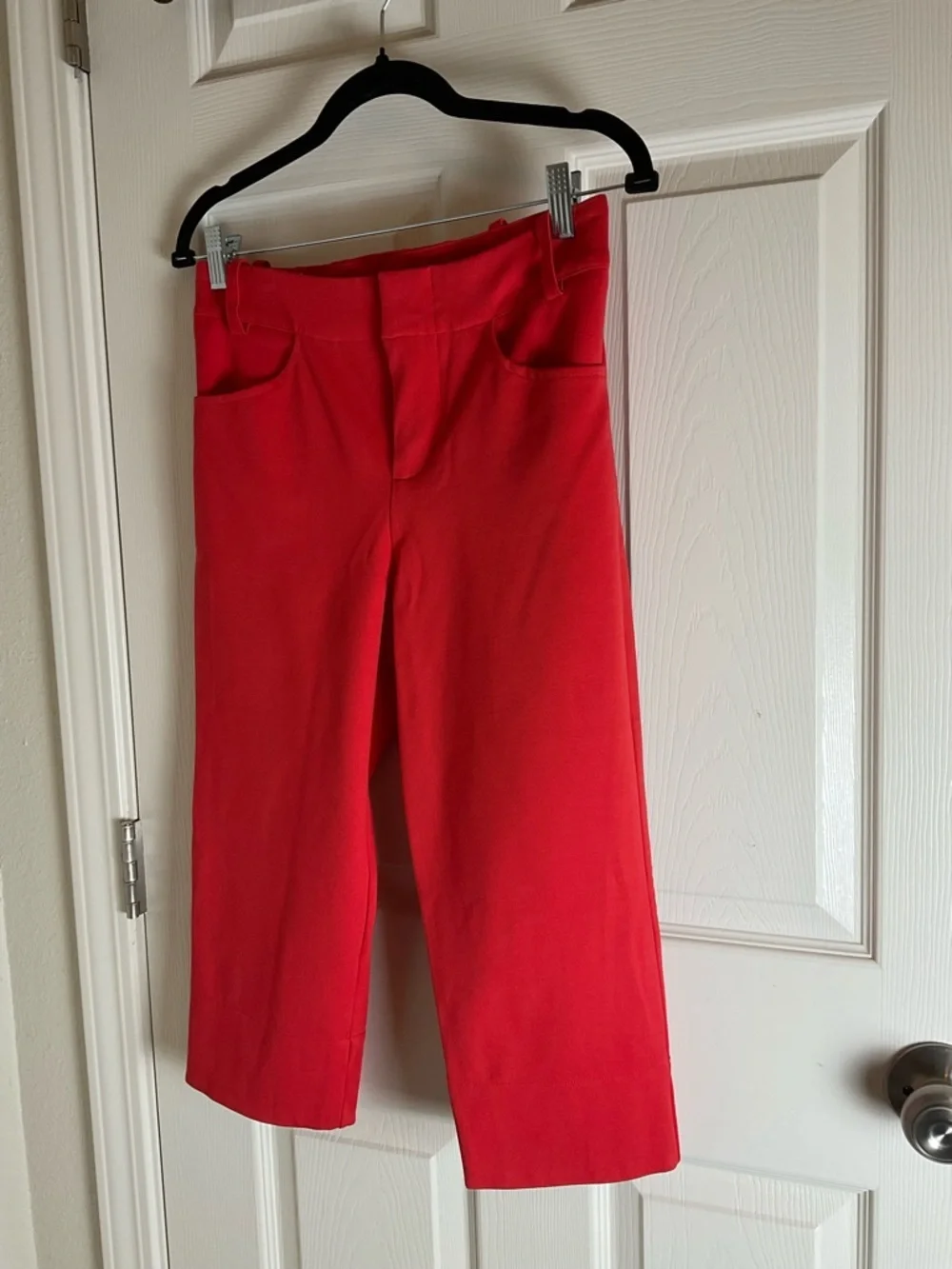 Free People Bette Super Slim Capris Red Split Hem Pants Size 8 Tailored